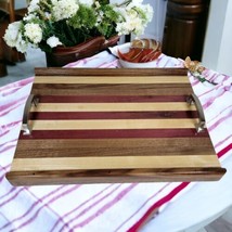 Handmade Rustic Charcuterie Cutting Board  with Handles Purple Heart Whi... - $140.24