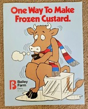 Vintage Bailey Farm Dairy One Way to Make Frozen Custard Poster St Louis Mo. NOS - £8.76 GBP