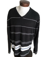 Perry Ellis Bamboo Cotton Blend Black &amp; White Striped Sweater Men’s XL - £15.56 GBP