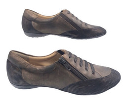Women&#39;s Sesto Meucci Bronze zip leather shoe Size 5.5M - $42.08
