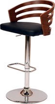 Armen Living Adele Swivel Barstool in Black Faux Leather and Chrome Finish, - £99.41 GBP