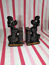 Charming Mid Century Figural POODLE 2pc Redware Bookends &amp; Pen Holders Japan - £22.37 GBP