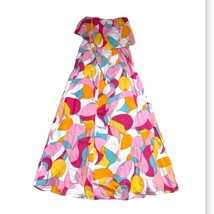 NWT JAPNA  Boho Strapless Maxi Dress Women’s XS Barbie Pink Colorful Print Slit - £23.43 GBP