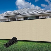 Privacy Screen Fence 4&#39;x25&#39; Beige Outdoor Screen Panels Windscreen Mesh ... - £41.29 GBP