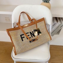 Women&#39;s bag Crossbody bag Fashion alphabet straw purse for women backpack design - £82.44 GBP