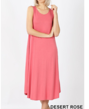  Zenana L Viscose Stretch Jersey Sleeveless  Round Neck A-Line Dress Des... - $15.83