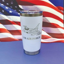 US Air Force Engraved Tumbler Cup Water Bottle Military Mug Coffee Thermos Glass - $23.95