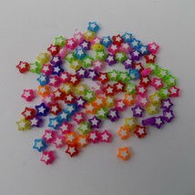 Star Shaped Spacer Beads Lot of 108 Plastic Kids Crafts Purple Red Pink Yellow - £4.65 GBP