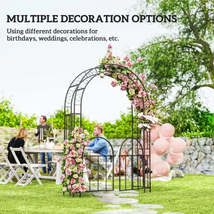 Garden Arch – Steel Garden Arch 8ft Black with Gate for Outdoor Decor - £194.31 GBP