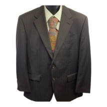 Chaps Mens Two Button Sport Coat Brown 100% Wool Pinstripe Business Notc... - $37.99