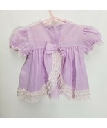 Vintage Cutest One Semi Sheer Girls Dress 12M Purple Polka Dot Ruffle Bo... - $13.30 CAD