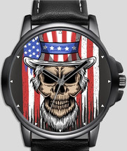 Funny Lincoln Skull American Flag Cap Unique Unisex Trendy Wrist Watch UK - £42.53 GBP