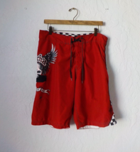 Vintage Gotcha Red Surf Swim Board Shorts Men Size 36 Skull Angel Print - £14.78 GBP