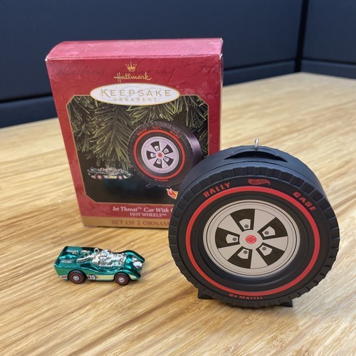 NEW 1999 HALLMARK KEEPSAKE ORNAMENTS JET THREAT CAR &amp; CASE HOT WHEELS KG - $14.84