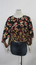 Aryn K Silk Floral prints Blouse longsleeves cold open arm shoulder Anth... - £19.65 GBP