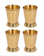 BRASS COCKTAIL DRINKWARE MINT JULEP CUPS 12-OUNCE GOLD FINISH COCKTAIL T... - £62.27 GBP