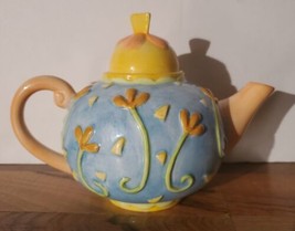 Oneida Small Teapot Whimsical Colorful Design Hand Painted Floral - $24.74