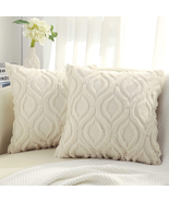 Decorative Throw Pillow Covers 18x18, Soft Plush Faux Wool Couch Pillow ... - £12.51 GBP