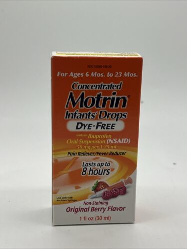 Motrin Infant Drops Oral Suspension Dye Free Pain Reliever 1 Oz Berry 50... - $3.00