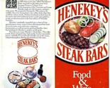 Henekey&#39;s Steak Bars Food &amp; Wine Menu London England 1979 - £29.38 GBP