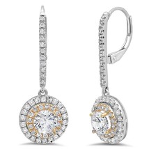 2CT Simulated Diamond Drop/Dangle Leverback Earrings White Gold Plated Silver - £58.83 GBP