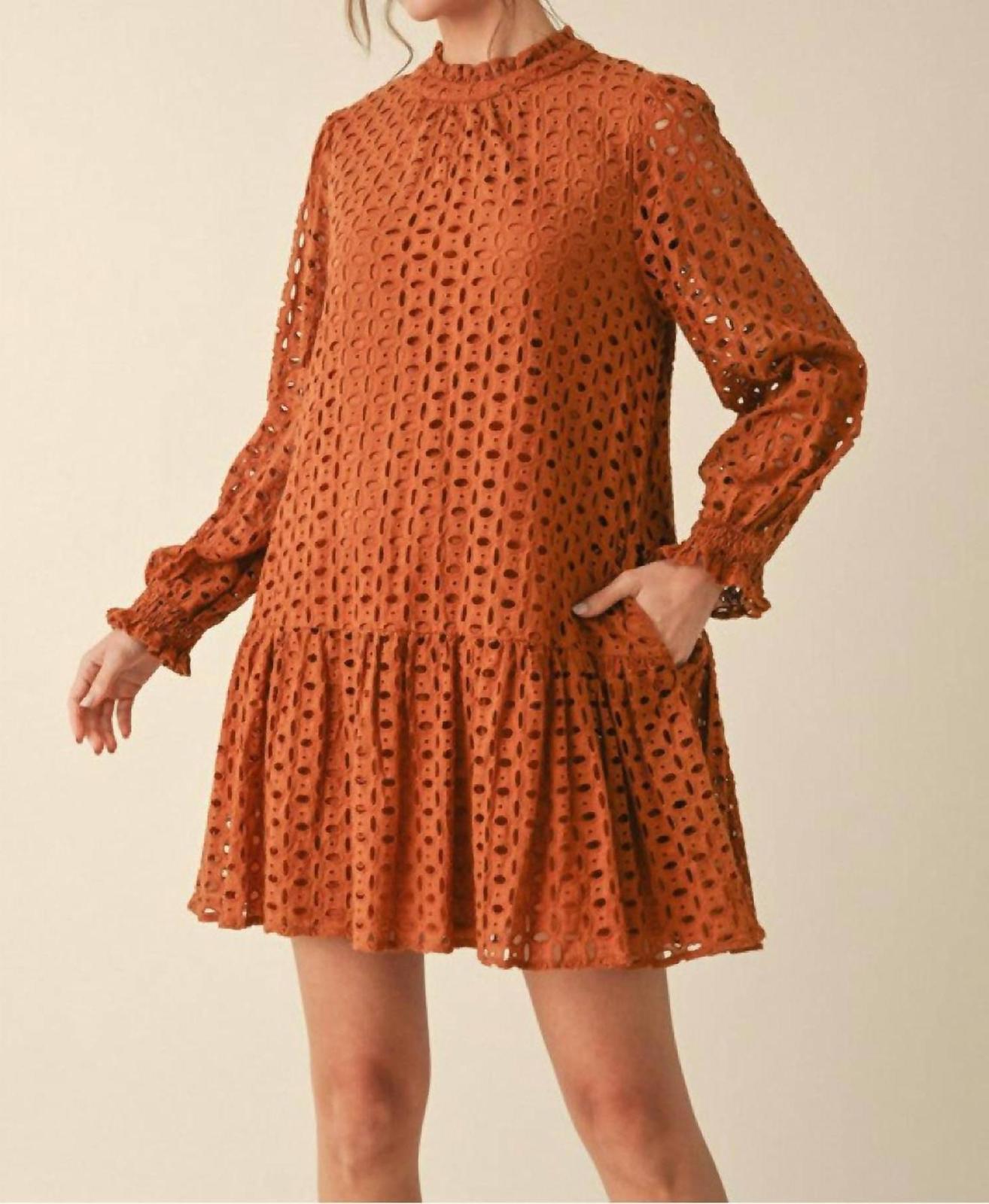 Jodifl Lace Up Frills Dress Orange - $42.00