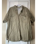 Columbia PFG Button Up Shirt Short Sleeve Performance Fishing Gear Tan M... - $12.16