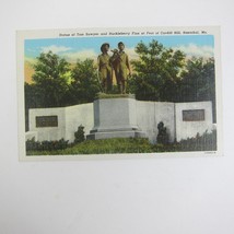 Linen Postcard Mark Twain Statue Tom Sawyer Huck Finn Cardiff Hannibal Missouri - £7.91 GBP