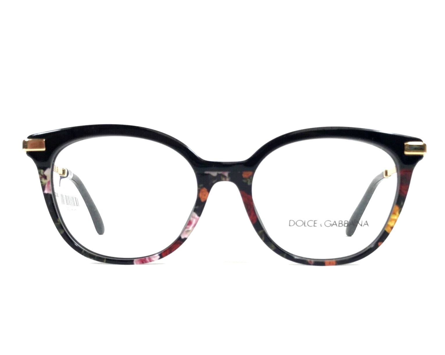 Dolce &amp; Gabbana Brille Rahmen DG3346 3400 Schwarz Gold Blumen Rund 52-18... - $138.59