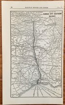 1923 Antique KANSAS CITY SOUTHERN Map Vintage RAILWAY Map - $13.57 CAD