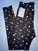 NEW LuLaRoe OS  (2-10) Black Orange Green White  Fuchsia Polka Dot Leggings - £18.67 GBP