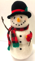 HALLMARK 15&quot; Christmas Snowman with Cardinal Bird Plush Figure - £7.79 GBP