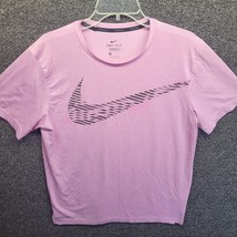 Nike PRO Mens Hyper Dry Graphic T-Shirt Size M Dri-FIT Pink Swoosh Stand... - £12.17 GBP