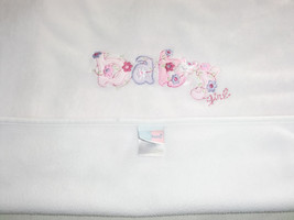 Just Born Baby Girl Blanket White Fleece Plush Pink Lavender Purple Flower Bunny - £24.07 GBP