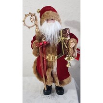 Red Gold Suit Santa Claus 18&quot; Gift Bag Gold Staff Old Fashion Christmas - £21.36 GBP