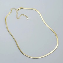 fashion jewelry 925 silver plain flat snake necklace 18K gold plated sterling si - £27.17 GBP