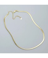 fashion jewelry 925 silver plain flat snake necklace 18K gold plated ste... - £26.58 GBP