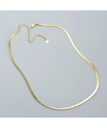 fashion jewelry 925 silver plain flat snake necklace 18K gold plated ste... - $34.00