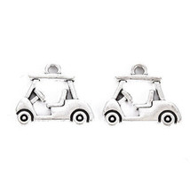 20 Golf Cart Charms Antiqued Silver Car Pendants Vehicle Jewelry Golfer 20mm - £4.35 GBP