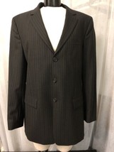 Hugo Boss Men&#39;s Blazer Black Brown Stripe Pure Wool Fully Lined Size 40R - $117.81
