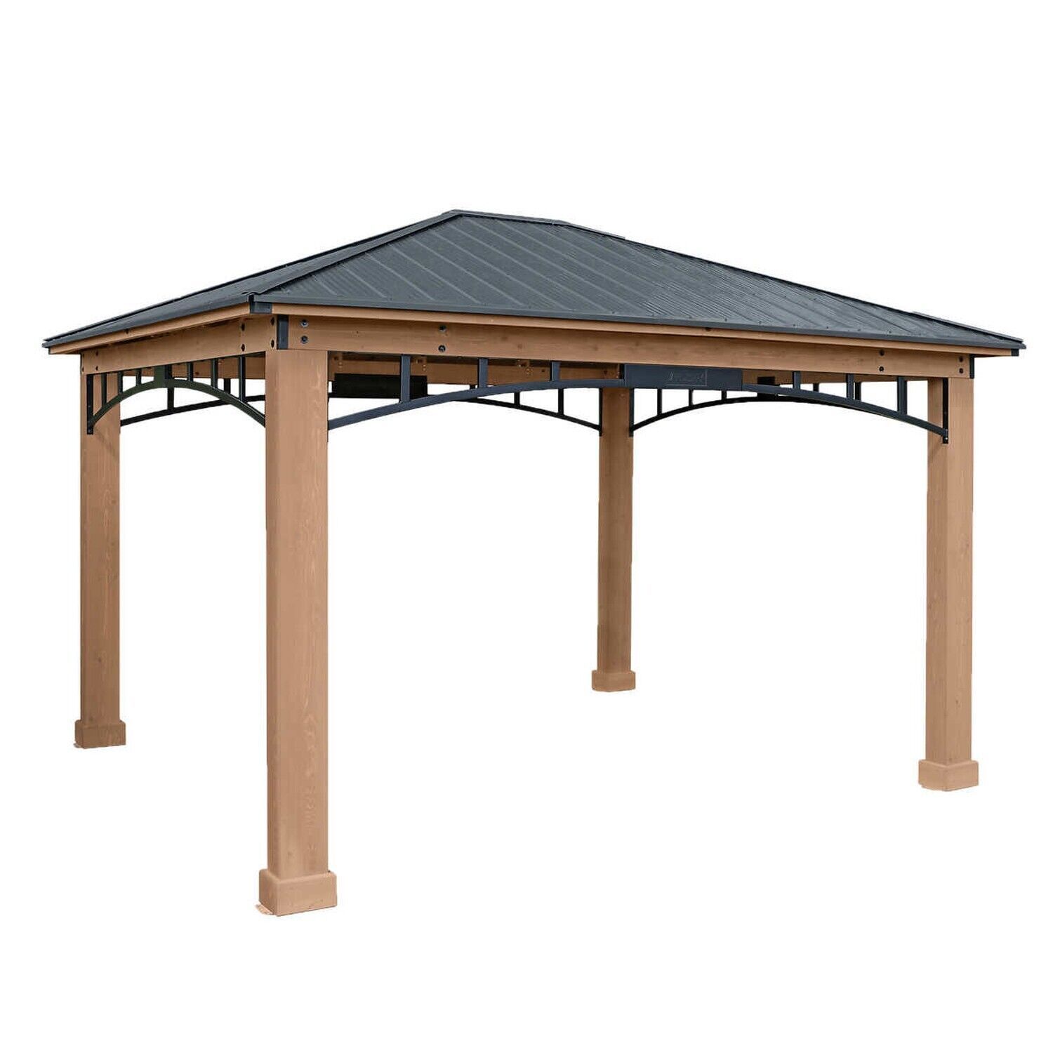 GAZEBO WOODEN OUTDOOR PATIO DECK HARD TOP YARDISTRY GARDEN BACKYARD