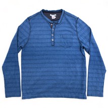 Carbon2Cobalt Shirt Men Medium Blue Long Sleeve Henley Watermark Indigo Textured - £19.24 GBP
