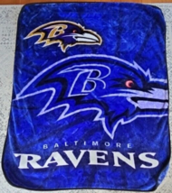 NFL Baltimore Ravens Soft Throw Blanket Large 50&quot; X 60&quot; Vintage RARE STYLE - £14.99 GBP