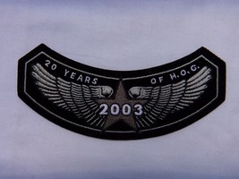 NEW STOCK CLOTH PATCH 2003 HARLEY DAVIDSON  MOTORCYCLES  20 YEARS OF H.O.G - £9.30 GBP