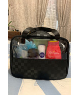 Black Stylish Checkered PVC Clear Cosmetic Bag - $208.32 MXN