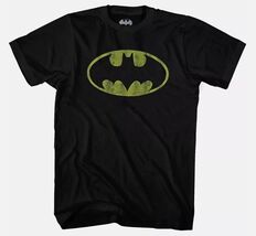 DC Comics Batman Basic Distressed Logo Adult MEDIUM Black Yellow Graphic... - $13.49