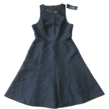 NWT J.Crew Collection Jacquard Dot in Navy Blue Fit &amp; Flare Dress 8 $398 - $92.00