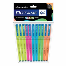 Classmate Octane Gel Pen- Neon Series (Blue)- Pack of 10 Pens + 1 Pen FREE - £6.56 GBP