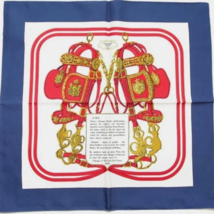 HERMES Square Silk Scarf Square 43cm x 43cm Blue Red White Gold - £284.84 GBP