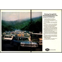 1970 Union Carbide 2 Page Vintage Print Ad Cars Highway Mountains Smog Wall Art - £8.19 GBP